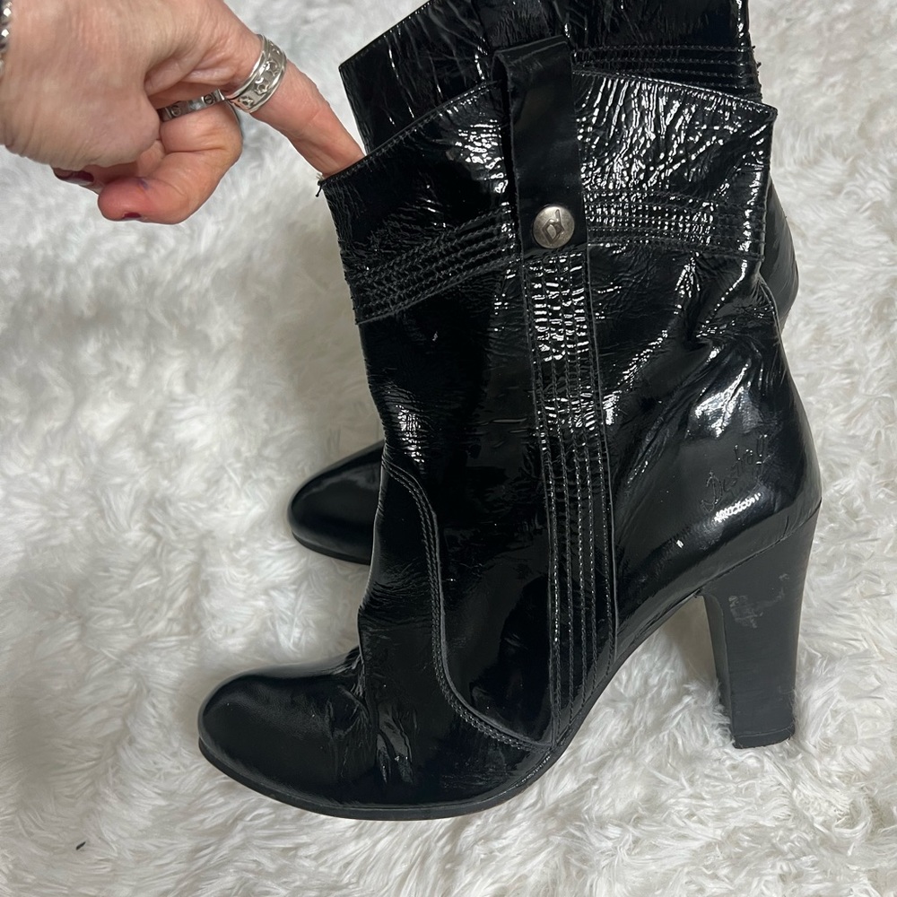 Destroy Y2K patent leather boots 9.5 made in Spain
